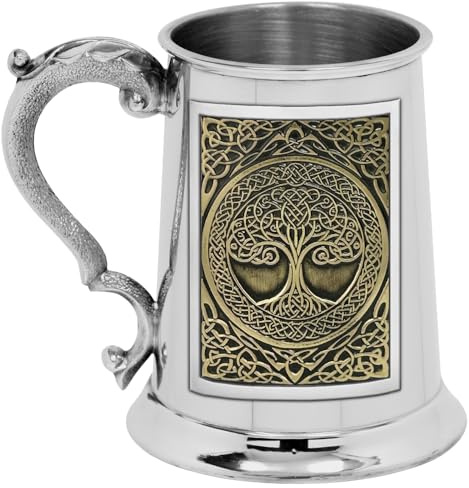 English Pewter Company 1 Pint Embossed Tree of Life Bage Pewter Tankard (CEL479)