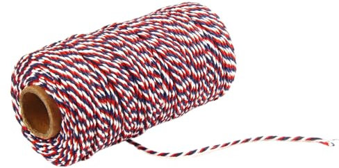 Nastro di Cotone, 3 Rotoli di Filato di Cotone, Regali di Natale, Cordino Decorativo per pacchi, Cordino per bricolage, spago da Panettiere, spago da Macellaio per Giardinaggio, ro