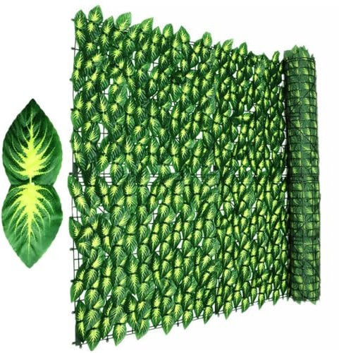 Clôture de lierre artificielle 1m x 3M,clôture décorative jardin lierre écran haie rouleau,Terrasse barrière d'écran de confidentialité de balcon de feuille pour la terrasse (Vert clair)