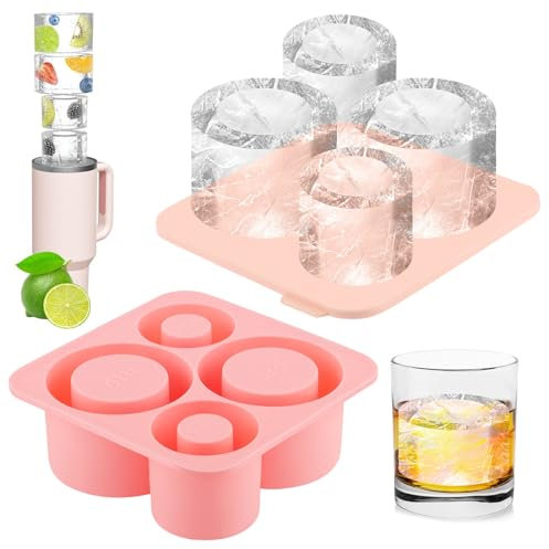 Cubiteras para Hielo para Stanley Cup, Cubitera con Tapa Hacer 4 Cubitos de Hielo CilíNdricos Grandes, Cubiteras para Hielo Grande para Stanley Ice Mold Maker