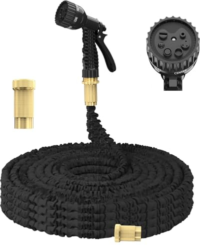 Expandable Garden Hose, 200FT Heavy Duty Water Hose, 3 Times Flexible Expanding Magic Garden Water Hose Pipe with Spray Gun and 7 Function Adjustable, for Pet Cleaning, Watering Garden(Black)