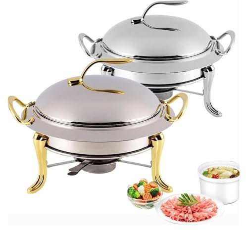 Full Size Tower Chafer Buffet Stainless Steel Chafing Dish Dinner Serving Buffet Warmer Set with Visible Lid, Food Tray and Fuel Holder(Silver,24cm)