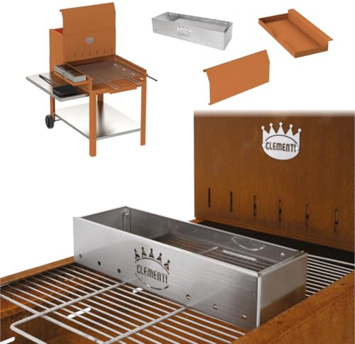 Barbecue à bois en acier Corten pour Serial Griller, Flipper avec grille inoxydable et accessoires