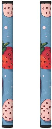 Set di 2 coperture per maniglie del frigorifero con stampa di fragole rosa, per elettrodomestici da cucina, proteggono il frigorifero dalle macchie di impronte digitali