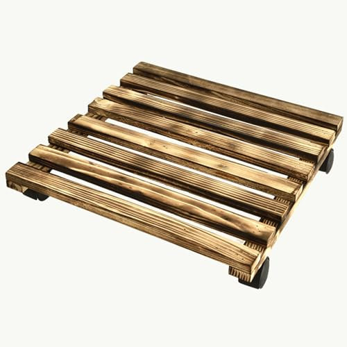 Zdlopteron Pflanzenroller mit Rädern,Blumenroller aus Holz für Blumentöpfe, rollende Rollbrett Pflanzen für den Innenbereich,Rollbretter Transport für Terrasse,Garten und Heimdekoration(A,40x40cm)