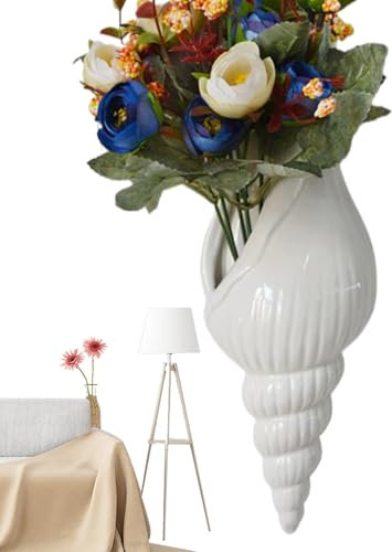 Teksome Wandvasen Für Moderne Deko | Muschel Deko Vase Aus Keramik - Wandmontierte Moderne Keramik-Muschel Deko Für Schlafzimmer Küche Bad Esszimmer Arbeitsplatz Dekoration