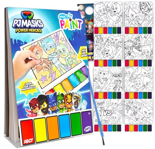 PJ Masks Paint with Water Set for Kids, Toddlers Age 3+ - Bundle with 16 Page Catboy, Owlette, Gekko Mess-Free Water Coloring Book for Ages 3 4 5 6 7 8 and More | PJ Masks No-Mess Paint Posters