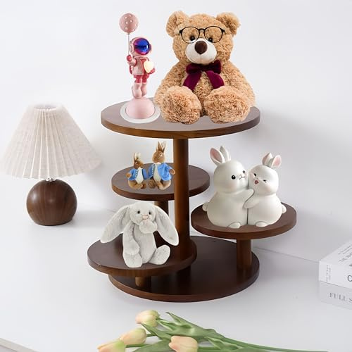 Uwenkjie Pine 4 Tier Cupcake Stand, Durable Round Food Display Stand, Wooden Tiered Tray, Suitable for Birthday,Wedding, Baby shower, Family Parties,Festival etc