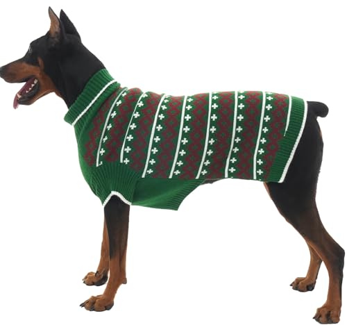 Katzinst Hundepullover Mittelgroße Hunde – Warmer Stricken Winterpullover für Hunde | Atmungsaktiv und Weicher Hundepulli mit Muster, Herbst Winter Hund Pullover, Golden Retriever (Grün, 2XL)