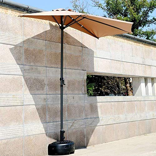 CWCQGH Parasols de Jardin, Parasol d'extérieur, Parasol Demi-Rond de 9 Pieds, Parasol Mural avec manivelle à 5 Baleines, abri Solaire pour Table de marché, terrasse, Jardin,Khaki-A
