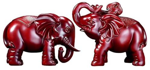 Njidher Estatua De Elefante De Madera, Figura Animal Tallada A Mano, 1 Par Escultura Artística De Decoración para El Hogar para Mesa, Mostrador, Estantería, Dormitorio, Escritorio, Sala De Estar