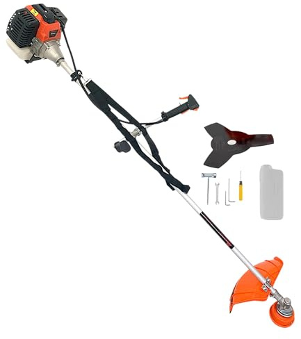 Decespugliatore a Scoppio 55 CC 2 Tempi Tagliaerba Tagliabordi con Manubrio Comprende Testina Doppio Filo e Disco Tre Denti Acciaio