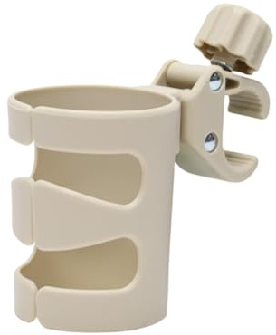 Universaler Kinderwagen-Getränkehalter & Buggy-Zubehör Flaschenhalter | Verstellbarer, 360-Grad-Drehung Kinderwagen Getränkehalter für die Meisten Tassen, Getränke- und Kaffeehalter (Khaki)
