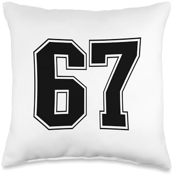67 Black Numbers Throw Pillow
