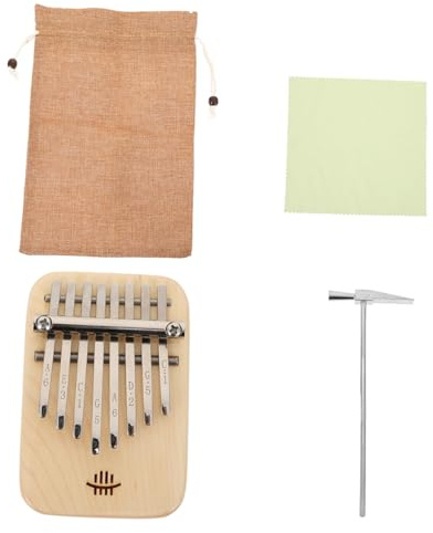 Veemoon Kalimba Portátil para Principiantes, Piano de Pulgar Mini de 8 Notas en Madera de Arce Natural, Ligera y Compacta para Uso en Casa Aire Libre, Incluye Accesorios Completos
