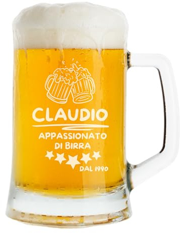 Lasertricks Boccale Birra Personalizzato Inciso nel Vetro – Bicchiere Birra con Nome, Idea Regalo per Uomo, Compleanno e Occasioni Speciali