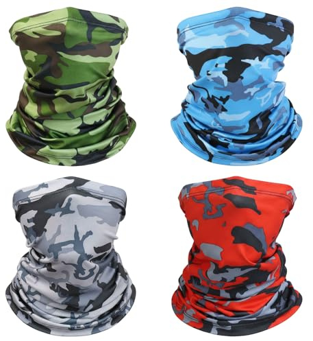 Awumbuk Halstuch Herren & Damen 4er Pack – Multifunktionstuch Unisex Nahtlose Bandanas, Sport & Motorrad | Atmungsaktiv, Winddicht, Sonnenschutz | Outdoor Arbeit Radfahren Laufen