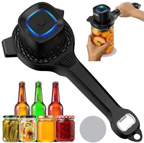 Ouvre-Boîte électrique, Ouvre-Boîte de Conserve Automatique à Une Touche, Rechargeable Ouvre-Bocal électrique, Ustensile de Cuisine pour Seniors, Arthrite & Faiblesse des Mains (Noir)