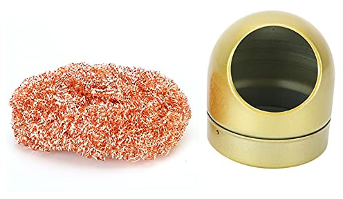 Culnflun Lötkolben-Spitzenreiniger, Messingwolle, Metalldrahtkugel mit vergoldeter Basis zum Schweißen, Entfernen von Lötzinn, Düsenreinigung, effiziente Wartung, Entlötwerkzeug-Zu (Gold)