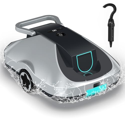 Robot de piscina inalámbrica, robot aspirador piscina inalámbrica, 200 minutos de autonomía, retroceso automático, filtración ultrafina, navegación inteligente, compacta y portátil para piscinas fuera