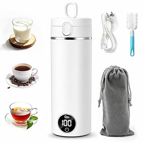 Reisewasserkocher, 450ml Mini Wasserkocher, Reise Wasserkocher Camping | 12V Elektrischer Reisewasserkocher Klein, Elektro-Thermobecher für Konstanter Temperatur, für Tee Kaffee Babymilch