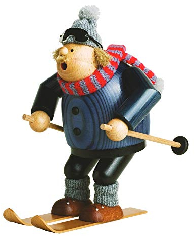 KWO Smoking Man Figurine, Skier, 20 cm