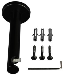 Liedeco Träger für Gardinenstangen 12 cm einläufig Landhaus, ø 16 mm, 1 Stk schwarz
