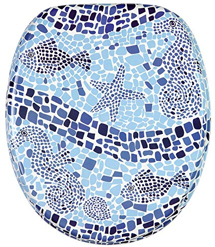 Sanilo WC Sitz, hochwertiger Toilettendeckel, einfache Montage, stabile Scharniere, Mosaic World