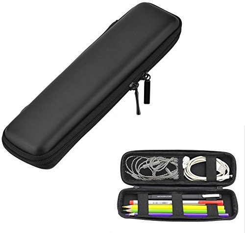 Case Wonder Eva Stifte Etui - Schwarz Leder Maeppchen/Stifteetui/Federmäppche/Tasche für Apple Pencil, e Zigarette, Füllfederhalter, Kugelschreiber, Stylus Touch Pen, Wacom Kreativer Stylus 2