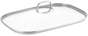 Schulte-Ufer Green Life 1991-36 Glass Lid for Aluminium Roasting Dish/Fish Pan 36 x 25 cm, Stainless Steel Look, Clear, 36 (EU)