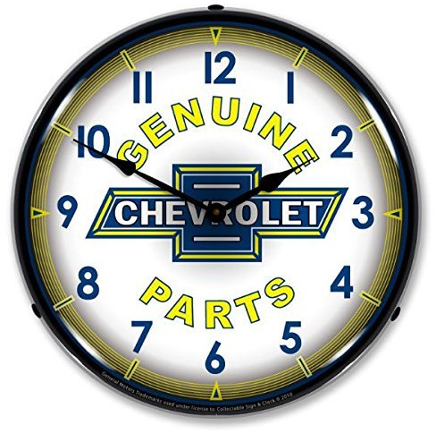 The Finest Website Inc. New Chevy Parts Vintage Style Retro Advertising LED Lighted Clock - Ships Free Next Business Day to Lower 48 States