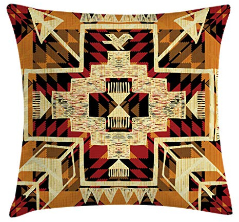 ABAKUHAUS Ethnisch Kissenbezug, Boho Pflanze, Beidseitiges Digitaldruck mit Reißverschluß Farbfest Pflegeleicht und Waschbar, 45 x 45 cm, Orange Gelb Rot