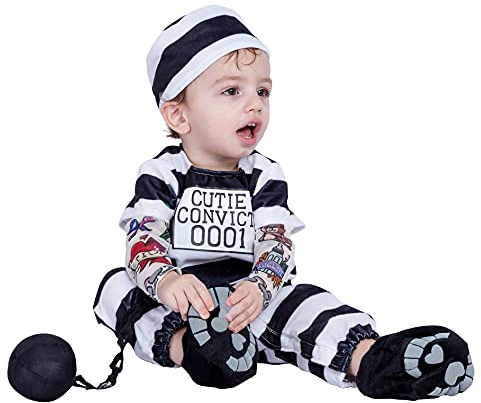 Spooktacular Creations Lovely Baby Prisoner Convict Costume Infant Deluxe set för Halloween Jail Dress Up Party (18–24 månader)
