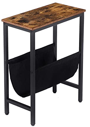 HOOBRO Beistelltisch Schmal, Kleiner Tisch, Sofatisch mit Stauraum, Nachttisch modern, Couchtisch klein, Kaffeetisch, Beistelltische fürs Wohnzimmer, leicht zu montieren, Dunkelbraun EBF41BZ01G1