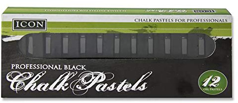 Premier Stationery Icon Black Chalk Pastels. Box of 12