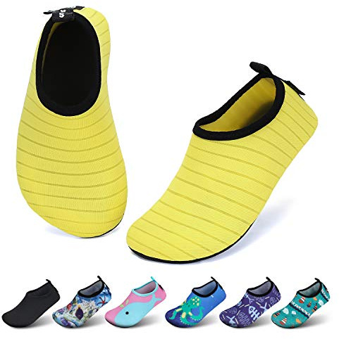SAGUARO Scarpe da Immersione Bambini Ragazze Scarpe da Bagno Ragazzi Rapida Scarpette Scarpe da Mare Bambino Surf Spiaggia Giallochiaro 34/35 EU