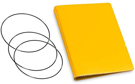 A7, revolutionäres, nachhaltiges X17-Konzept für Notizbuch Personal Organizer und Terminplaner/Hülle für 2 Hefte! Recyceltes Leder, gelb, Made in Germany,17 Jahre Garantie*