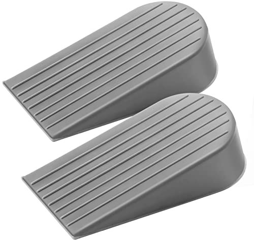 Extra großer Türstopper, 4,8 cm hoch, 4,8 cm großer Türstopper für Boden-Gummi-Türstopper, Türspalten und verhindert das Aussperren, stabiler Türstopper für robuste Unterseite der Tür, Grau, 2 Stück