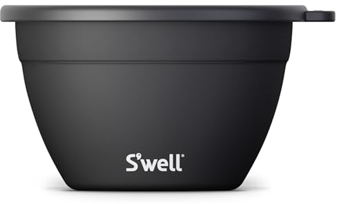 S'well Salad Bowl Kit, Onyx, 1.9L - Salad Lunch Box with Condiment Container and Removable Tray
