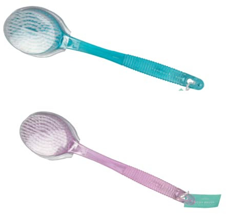 Body Scrubber Long Handle Back Bath Shower Sponge Hanging Soft Mesh Exfoliating Skin Face Washing Spa Accessory for Men and Women Adults Assorted Colour Applicator for Wash (Brush)