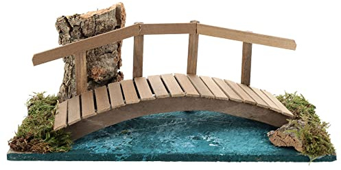Holyart Brücken, Bachläufe und Wasserfälle für Krippen: Brücke aus Holz über Fluss für Krippe, 10x25x10 cm