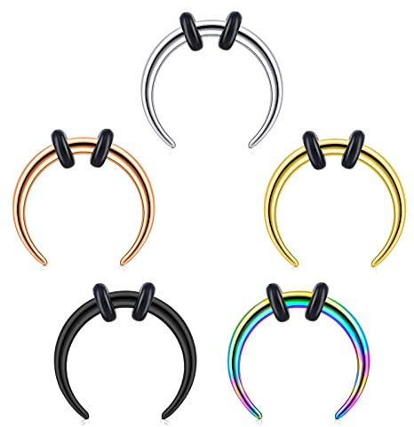 Funseedrr Septum Aros Nariz Anillos Acero Quirúrgico 16G 8mm Nariz Aro Helix Tragus Herradura Piercing Joyas
