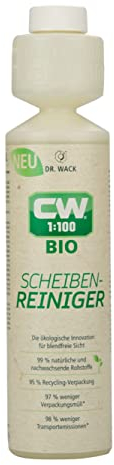 DR. WACK CW1:100 Bio Scheibenreiniger 250 ml - Hochkonzentrat mit Antikalk-Formel - Bio Reiniger für Scheinwerfer- & Scheibenwaschanlagen - Hohe Ergiebigkeit - Hochwertige Autopflege
