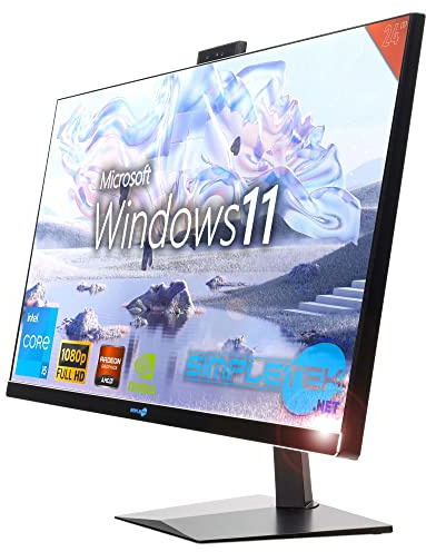 SIMPLETEK - PC tout-en-un 24 FHD 60 Hz Core i5 Jusqu'à 3,2 GHz Windows 11 Pro | Carte vidéo dédiée RX550 4 Go | 16 Go RAM SSD 960 Go