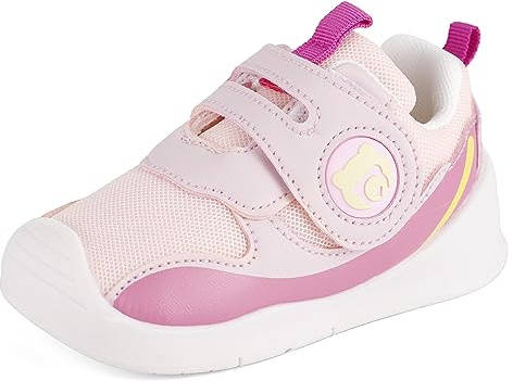 MK MATT KEELY Baby Girls First Walking Shoes Toddlers Breathable Mesh Pre Walker Trainers with Anti-Slip Rubber Sole,Pink,Size 4 UK Child