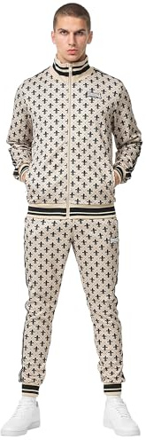 Lonsdale Herren Trainingsanzug schmale Passform BOSWALL XL, Sand/Black/White