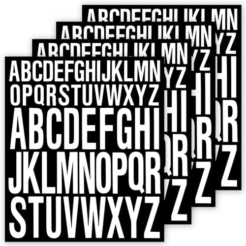 4 Fogli Lettere Adesive,Adesivi Lettere Alfabeto,2.5cm+5cm(Bianco)