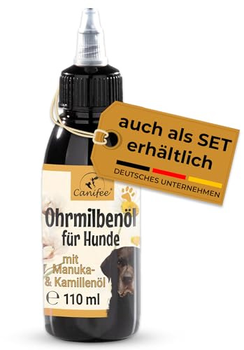 Canifee - Huile Anti-acariens pour Chien Huile Anti-acariens pour Oreilles de Chien 110ml avec Tête de Dosage, Soins Naturels L'inflammation Hygiène et Santé du Chien Produit Oreille Chien