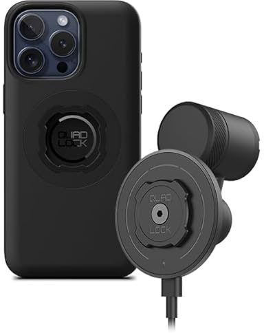 Quad Lock Vent Car Phone Holder Kit with MAG Wireless Charging Head V2 and MAG Phone Case for iPhone 15 Pro Max