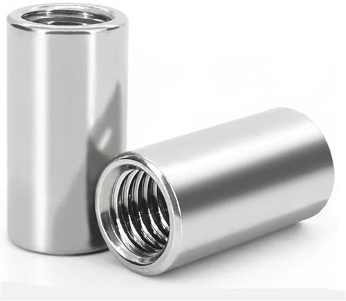 304 Edelstahl-Verlängerung, verdickte runde Überwurfmutter, zylindrische Verbindungsschraubenmutter, 2–20 Stück, M3, M4, M5, M6, M8, M10, M12, M14, M16 (Size : OD6xM4x12 (10pcs))